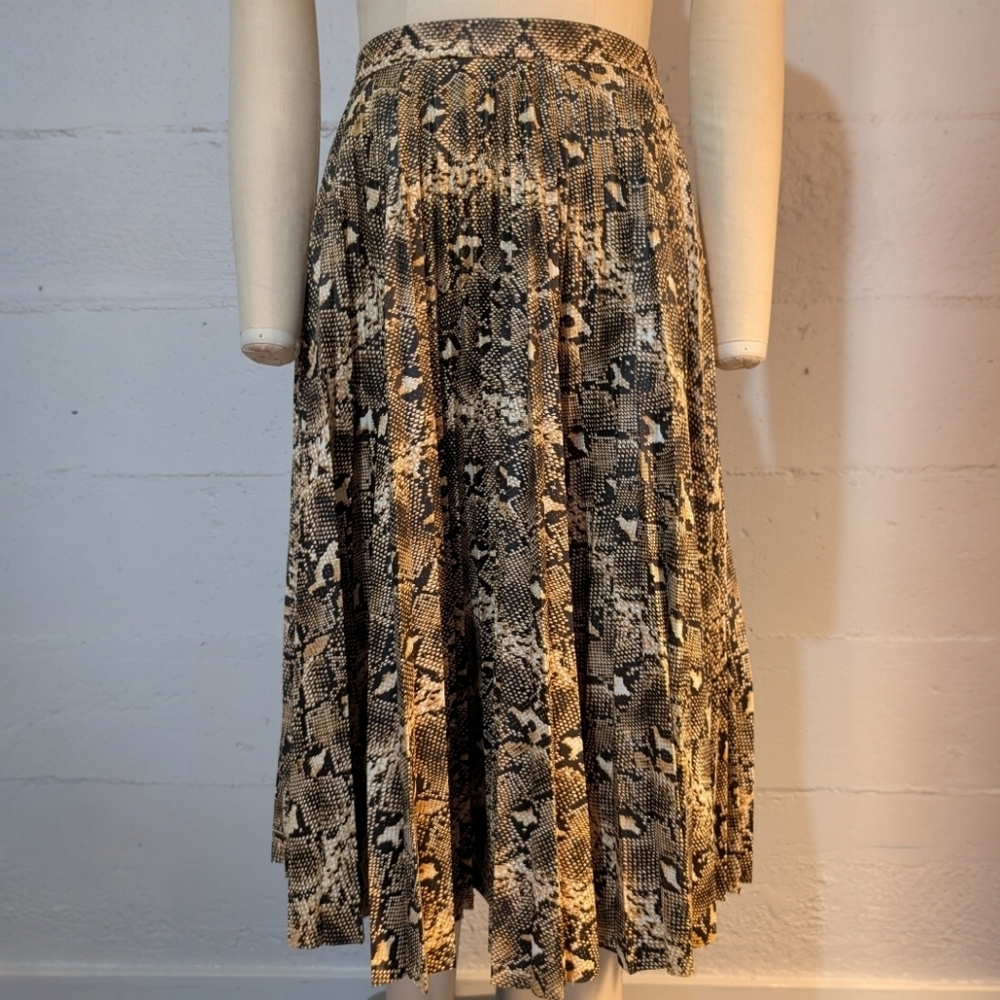Topshop Snake Print Pleather Pleated Skirt